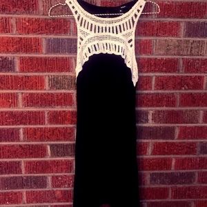 Bloomingdales Aqua Black Crochet Dress size M